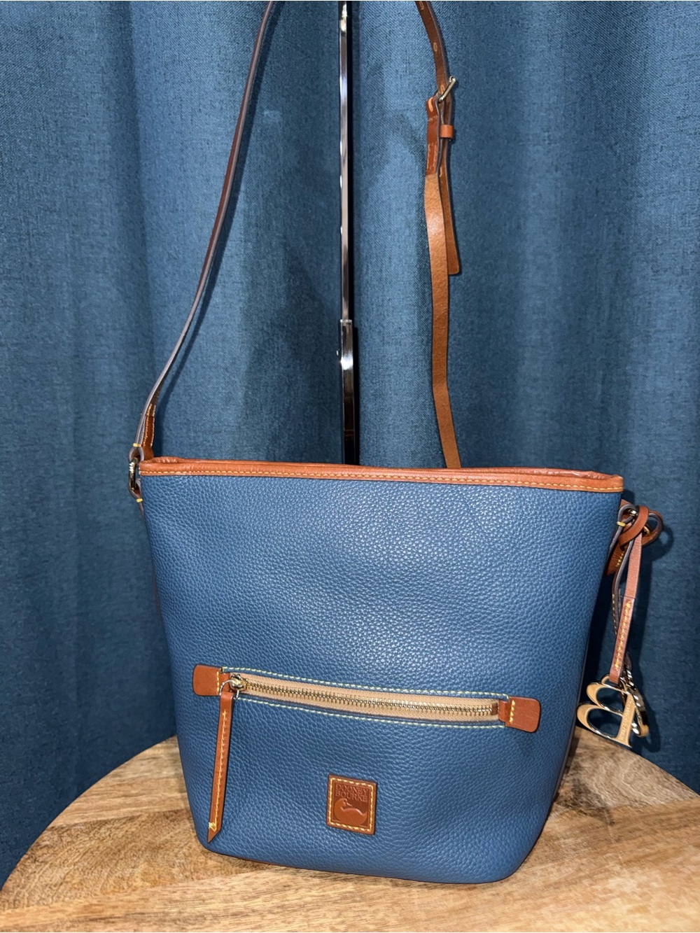Dooney & Bourke Pebble Grain Zip Sac Crossbody Bag - Jeans Blue